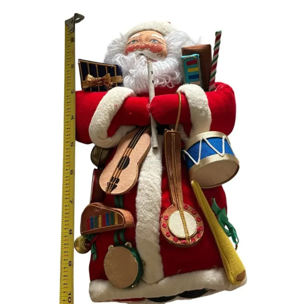 Christmas Corner Vintage 11” Santa Claus Plush Figure W Musical Instrument Gifts
